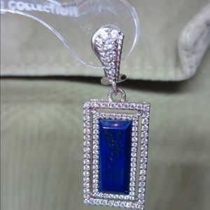 Judith Ripka Sterling & Lapis Diamonique Earrings